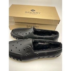 Sperry Men's Size 13 Black  A/O Float Fur Cozy Rubber Shoes NIB